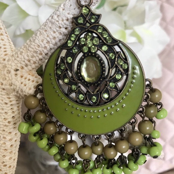 Beautiful Green Chandelier Earrings - Picture 2 of 4